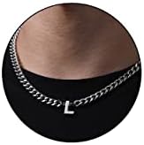 DuoDiner 18+2" Initial Necklace for Men Boys Gifts A-Z Cuban Link Chain by Duodiner