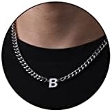 DuoDiner 18+2" Initial Necklace for Men Boys Gifts A-Z Cuban Link Chain by Duodiner