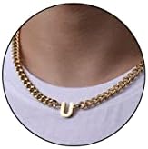 DuoDiner 18+2" Initial Necklace for Men Boys Gifts A-Z Cuban Link Chain by Duodiner
