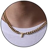 DuoDiner 18+2" Initial Necklace for Men Boys Gifts A-Z Cuban Link Chain by Duodiner