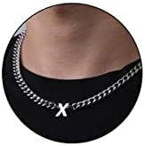 DuoDiner 18+2" Initial Necklace for Men Boys Gifts A-Z Cuban Link Chain by Duodiner