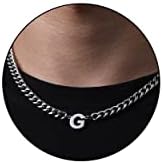 DuoDiner 18+2" Initial Necklace for Men Boys Gifts A-Z Cuban Link Chain by Duodiner