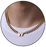 DuoDiner 18+2" Initial Necklace for Men Boys Gifts A-Z Cuban Link Chain by Duodiner