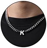 DuoDiner 18+2" Initial Necklace for Men Boys Gifts A-Z Cuban Link Chain by Duodiner