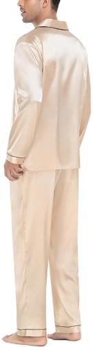 SWOMOG Mens Silk Satin Pajamas Set Long Sleeve Sleepwear Button-Down Pj Two-piece Loungewear with Long Pants S-XXL - Image 5