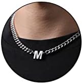 DuoDiner 18+2" Initial Necklace for Men Boys Gifts A-Z Cuban Link Chain by Duodiner