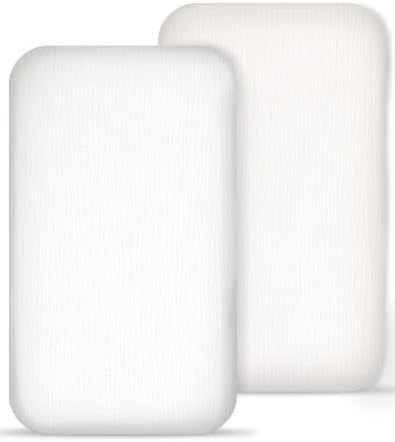Muslin Bedside Bassinet Sheets 2 Pack, 33" X 20", (White-White) by Meowcards