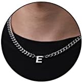 DuoDiner 18+2" Initial Necklace for Men Boys Gifts A-Z Cuban Link Chain by Duodiner