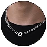 DuoDiner 18+2" Initial Necklace for Men Boys Gifts A-Z Cuban Link Chain by Duodiner