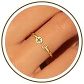 Btysun Graduation Gifts Class of 2026 Gift Initial Ring Gold Rings for Women Christian Gifts for Women Letter A-Z Teens Cross Initial Ring for Daughter Mom Granddaughter Her by BTYSUN