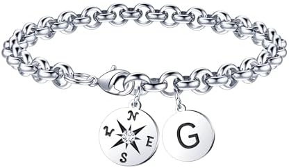 2026 Graduation Gift for Her - Compass Graduation Bracelet Class of 2026 Initial Charm Bracelet Inspirational Masters Degree Preschool High School College Graduation Gift for Her by JIAOGE