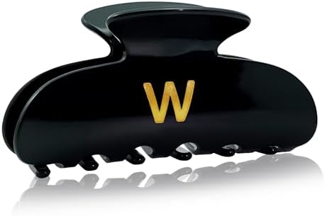 Acrylic Letter Hair Clips for Women - Black Monogram Hair Claw Alphabet Large Hair Clip, Fashion Glitter Claw Clips Elegant And Durable Hair Accessory, Letter W by Fohufo