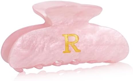 Acrylic Letter Hair Clips for Women - Pink Monogram Hair Claw Alphabet Large Hair Clip, Fashion Glitter Claw Clips Elegant And Durable Hair Accessory, Letter R by Fohufo