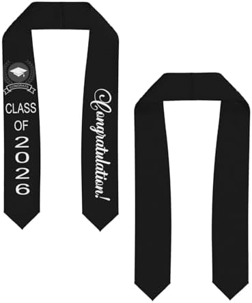 Class of 2026 Graduation Stole,Cute Elegant Honor Sash for Graduation 2026 Unisex Adult Graduates - Image 3