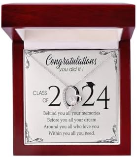 VIRAGIL 2023 Graduation Gifts for Her, Class of 2024 Love Knot Sterling Silver Pendant Necklace Senior College Graduation Jewelry Gifts for Girl Daughter by VIRAGIL