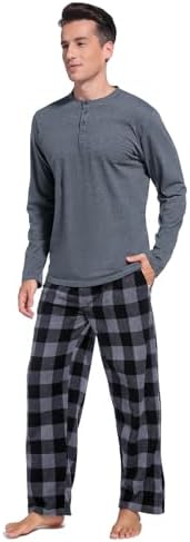 DG Hill Mens Pajama Pants - Pajamas Set Flannel PJ Pants for Men Cotton Top by DGHill