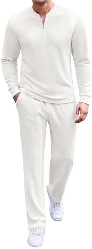 COOFANDY Men's 2 Piece Tracksuit Set Polo Athletic Sweatsuit Quarter Zip Jogging Long Sleeve Casual Sports Outfits by COOFANDY