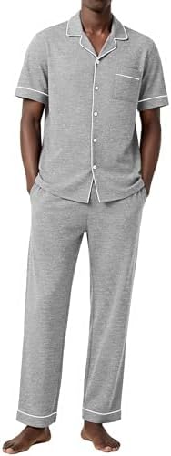 Ekouaer Men's Cotton Pajama Set Short Sleeve Button Down Sleepwear Pjs by EKOUAER