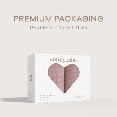 Comfy Cubs Muslin Burp Cloths 20x10" 10 Pack, Baby Burp Cloths - Mauve - Image 6