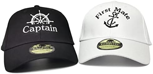 Embroidered Captain & First Mate Baseball Caps Set for Men Women by Enodtter