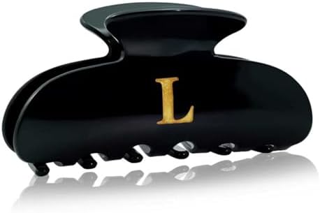 Acrylic Letter Hair Clips for Women - Black Monogram Hair Claw Alphabet Large Hair Clip, Fashion Glitter Claw Clips Elegant And Durable Hair Accessory, Letter L by Fohufo