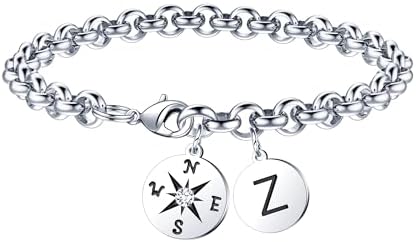 2026 Graduation Gift for Her - Compass Graduation Bracelet Class of 2026 Initial Charm Bracelet Inspirational Masters Degree Preschool High School College Graduation Gift for Her by JIAOGE