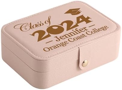 Personalized Graduation Gifts for Her - Custom Jewelry Box w/ Name & Grad Year, 2024 High School College Graduation Gifts for Women Girls - Customized Jewelry Travel Case for Friends Daughter by Cooayyaooc