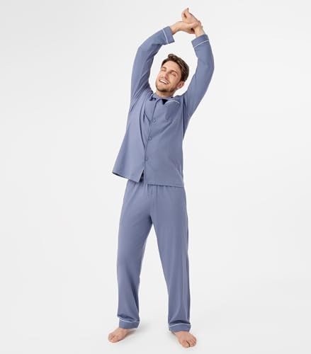DAVID ARCHY Men's Pajama Set, Premium Combed Cotton Long Sleeve Sleepwear - Image 2
