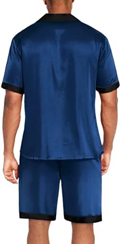 Ekouaer Men Silk Pajamas Set 2 Pieces Satin Pj Button Down Loungewear Sets - Image 4