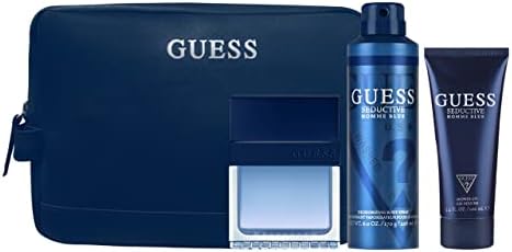 Guess Seductive Homme Blue 3.4oz EDT Spray, 6.0oz Deodorant Body Spray, 3.4oz Shower Gel, Pouch Men 4 Pc Gift Set by Guess