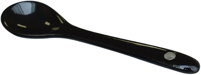 Black 6 pcs Porcelain Egg Spoons Ceramic Spoons 4.7 inch Coffee Dessert Yogurt Tea Milky Tea