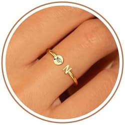 Btysun Graduation Gifts Class of 2026 Gift Initial Ring Gold Rings for Women Christian Gifts for Women Letter A-Z Teens Cross Initial Ring for Daughter Mom Granddaughter Her by BTYSUN