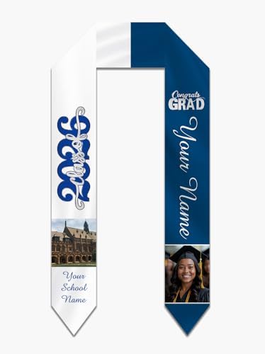 Personalized Graduation Stole Sash Custom Class of 2026 Congratulation Graduation Gifts with Photo by AUBAO