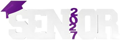 Senior 2027 Table Centerpiece Sign - Class of 2027 Graduation Table Decor - 15" Large Wooden Letter Sign for Party Decor, Photoshoot Props, High School & College Graduation Supplies (Purple) by Unknown