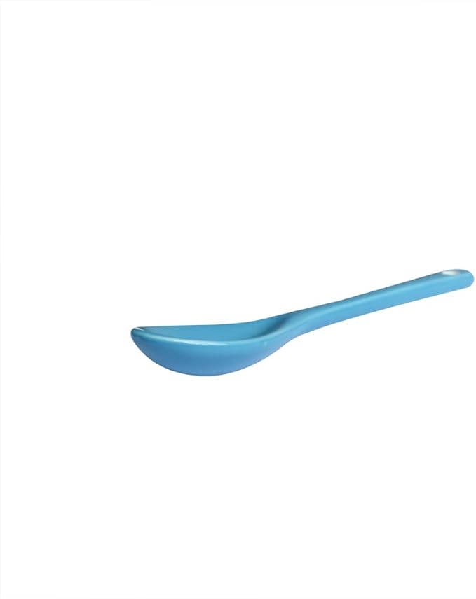 Light Blue 6 pcs Porcelain Egg Spoons Ceramic Spoons 4.7 inch Coffee Dessert Yogurt Tea Milky Tea