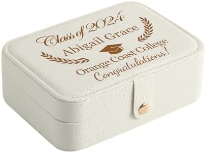 Personalized Graduation Gifts for Her - Custom Jewelry Box w/ Name & Grad Year, 2024 High School College Graduation Gifts for Women Girls - Customized Jewelry Travel Case for Friends Daughter by Cooayyaooc