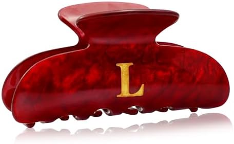 Acrylic Letter Hair Clips for Women - Red Monogram Hair Claw Alphabet Large Hair Clip, Fashion Glitter Claw Clips Elegant And Durable Hair Accessory, Letter L by Fohufo