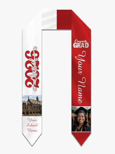 Personalized Graduation Stole Sash Custom Class of 2026 Congratulation Graduation Gifts with Photo by AUBAO