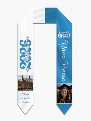 Personalized Graduation Stole Sash Custom Class of 2026 Congratulation Graduation Gifts with Photo by AUBAO