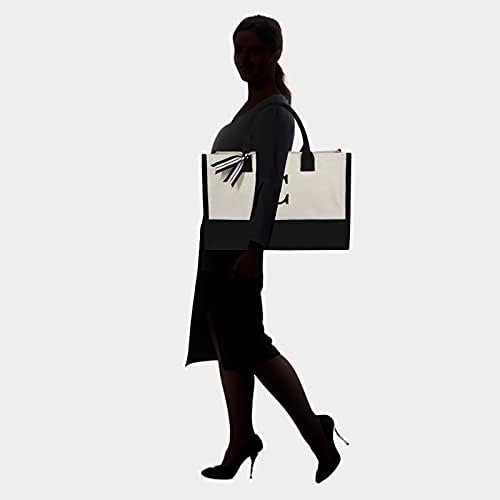 TOPDesign Personalized Initial Canvas Beach Bag, Monogrammed Gift Tote Bag for Women - Image 5