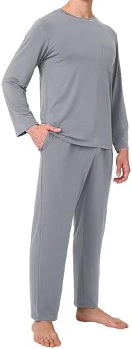 BAMBOO COOL Men's Pajama Set Long Sleeve PJs with Pants & Pockets by BAMBOOCOOL