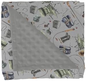 Retro Gray Fishing Gear Baby Blankets for Girl Boy Trout Fishes Soft Mink Dotted Backing Double Layer Swaddle Receiving Blanket Outdoor Fishing Lovers Gift Bed Throws for Newborn Toddler Crib 30x40 by GrowhappyGrowhealthy