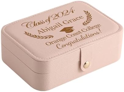 Personalized Graduation Gifts for Her - Custom Jewelry Box w/ Name & Grad Year, 2024 High School College Graduation Gifts for Women Girls - Customized Jewelry Travel Case for Friends Daughter by Cooayyaooc