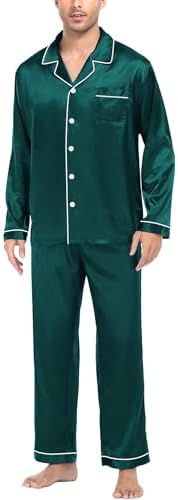 SWOMOG Mens Silk Satin Pajamas Set Long Sleeve Sleepwear Button-Down Pj Two-piece Loungewear with Long Pants S-XXL - Image 4
