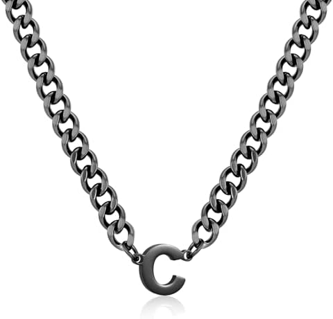 DuoDiner 18+2" Initial Necklace for Men Boys Gifts A-Z Cuban Link Chain by Duodiner