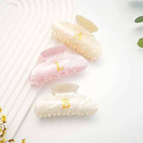 Engagement Gifts for Couples - Initial Cute Hair Clips, Elegant Pink Hair Claw Clips, Fashion Durable Hair Clips, Wedding Gift, Girlfriend Bridesmaid Gifts, Birthday, Christmas Gift, Letter E - Image 6