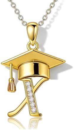 Graduation Gifts for Women, 18K Gold Graduation Initial Necklace A-Z, Inspiring Grad Pendant Necklace Present, College Seniors High School Graduations Jewelry Gifts by VyrnissJewelry