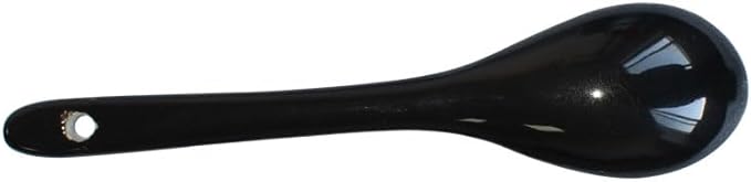 Black 6 pcs Porcelain Egg Spoons Ceramic Spoons 4.7 inch Coffee Dessert Yogurt Tea Milky Tea