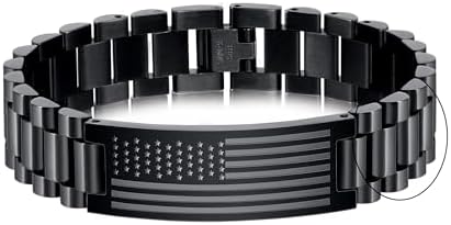 P. BLAKE American Flag Bible Verse Bracelet for Men, Stainless Steel Engraved Scripture Bracelet Christian Religious Christmas Birthday Jewelry Gifts by PBLAKE