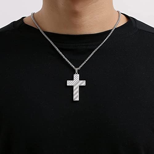 DuoDiner 18+2" Cross Necklace for Men Boys Christian Confirmation Gifts - Image 2